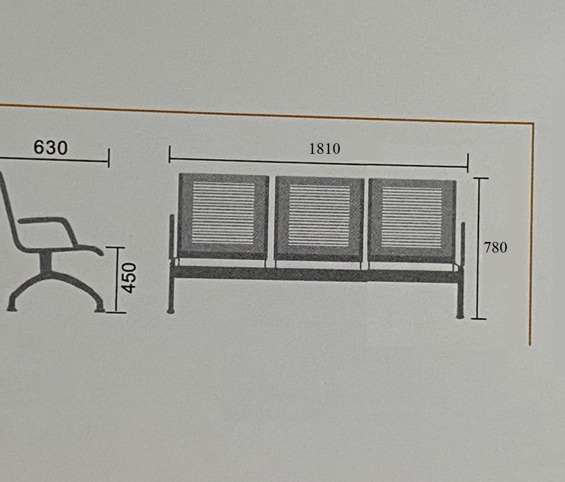 Băng chờ inox bọc nệm 3 chỗ ngồi